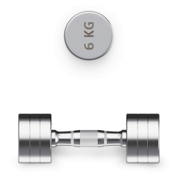 Гантель UNIX Fit PRO круглая хромированная 6 кг, 2 шт.