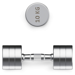 Гантель UNIX Fit PRO круглая хромированная 10 кг, 2 шт.