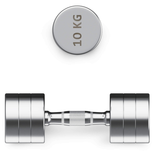 Гантель UNIX Fit PRO круглая хромированная 10 кг, 2 шт.