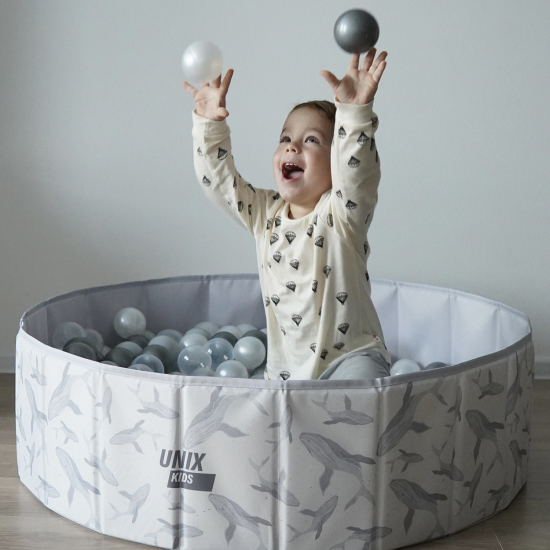 Сухой бассейн для шариков UNIX Kids Ocean / Океан 100 см серый (без шариков)
