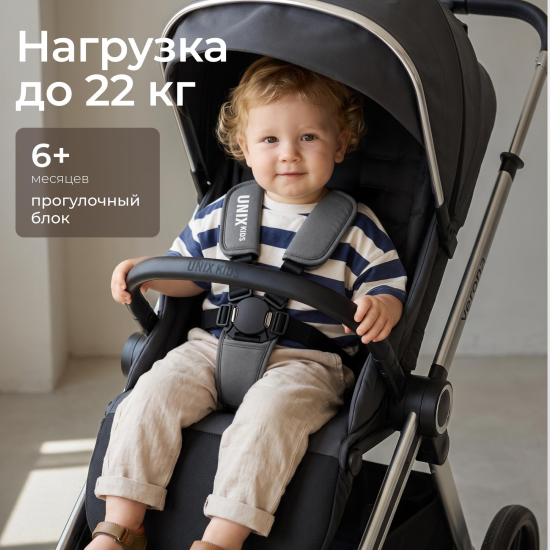 Коляска прогулочная UNIX Kids Verona / Верона тёмно-серый