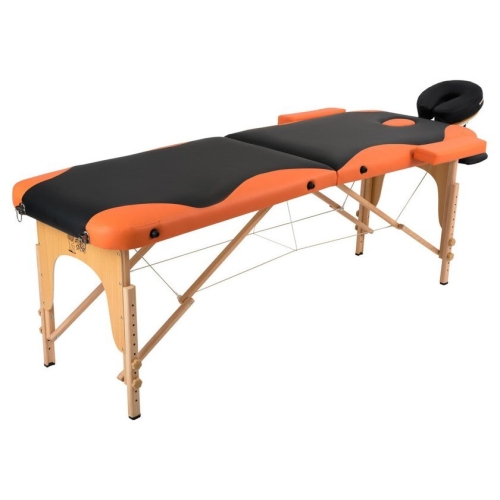 Массажный стол Atlas Sport складной 2-с деревянный 70 см (черно-оранжевый)