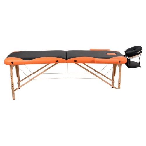 Массажный стол Atlas Sport складной 2-с деревянный 70 см (черно-оранжевый)