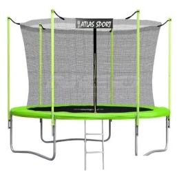 Батут Atlas Sport 252 см - 8ft (с лестницей, внутренняя сетка, зеленый) 5156049