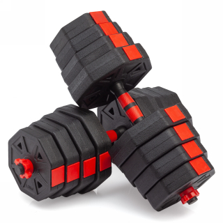 Гантели гексагональные разборные с грифом, 30 кг. (2 шт. х 15 кг.) VictoryFit VF-DН300