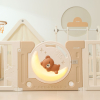 Манеж UNIX Kids DeLuxe House / Делюкс Дом бежевый, 180 x 200 см, с баскетбольной стойкой, доской для рисования, ковриком для игр