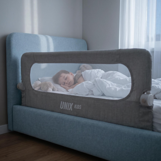 Бортик защитный для кровати UNIX Kids (120 см) серый