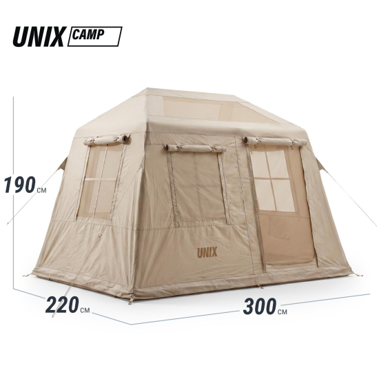 Надувная палатка UNIX Camp Vega 3х2 бежевый (+ навес)