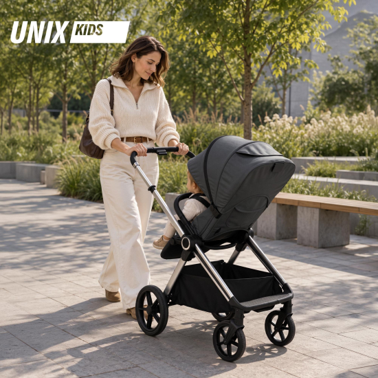 Коляска прогулочная UNIX Kids Verona / Верона тёмно-серый