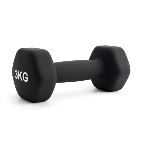 Гантель неразборная гексагональная неопрен  3 кг (черная) VictoryFit VF-DHN030