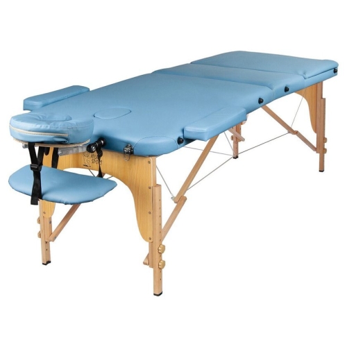 Массажный стол Atlas Sport 70 см складной 3-с деревянный (светло-голубой)