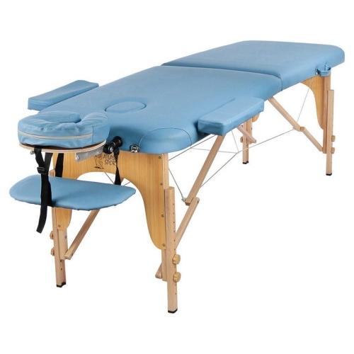 Массажный стол Atlas Sport складной 2-с деревянный 70 см (светло-голубой)
