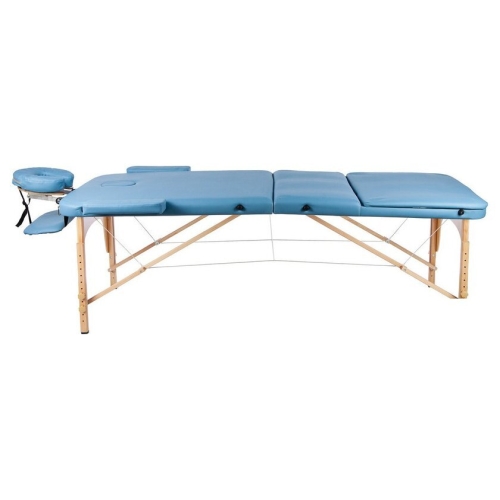 Массажный стол Atlas Sport 70 см складной 3-с деревянный (светло-голубой)