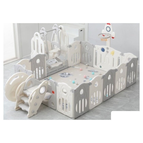 Игровой манеж UNIX kids SUPREME Space 200x200 Grey с качелями