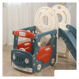 Игровой комплекс UNIX kids Bus с горкой и качелями Red 9787782