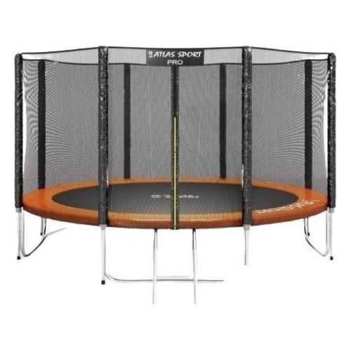 Батут Atlas Sport 374 см - 12ft Pro (усиленные опоры, внешняя сетка, оранжевый)