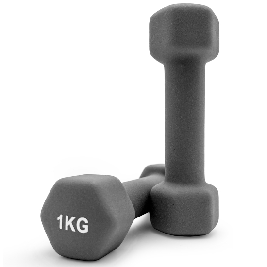 Гантель UNIX Fit неопреновая 1 кг Grey, 2 шт.
