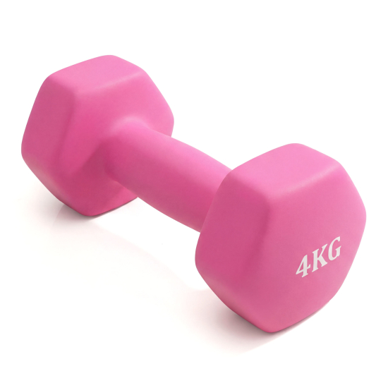 Гантель неразборная гексагональная неопрен  4 кг (розовая) VictoryFit VF-DHN040