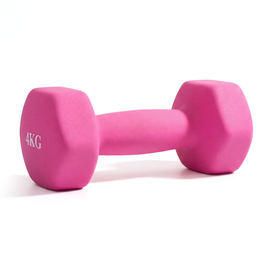 Гантель неразборная гексагональная неопрен  4 кг (розовая) VictoryFit VF-DHN040