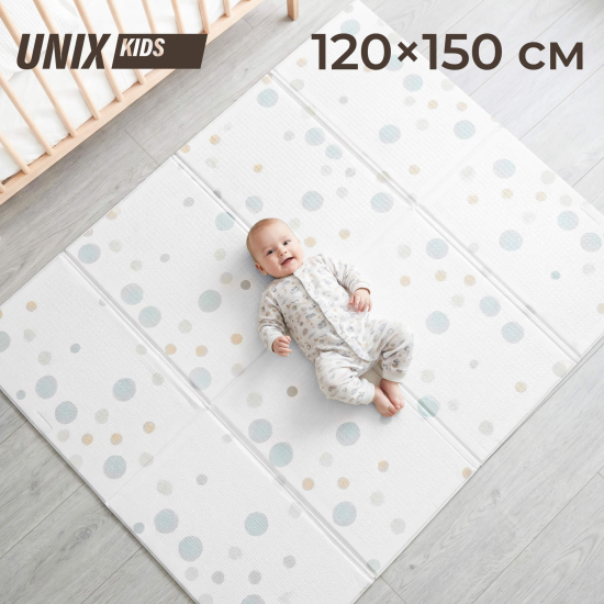 Игровой коврик складной UNIX Kids Circles / Круги 120x150 см серый