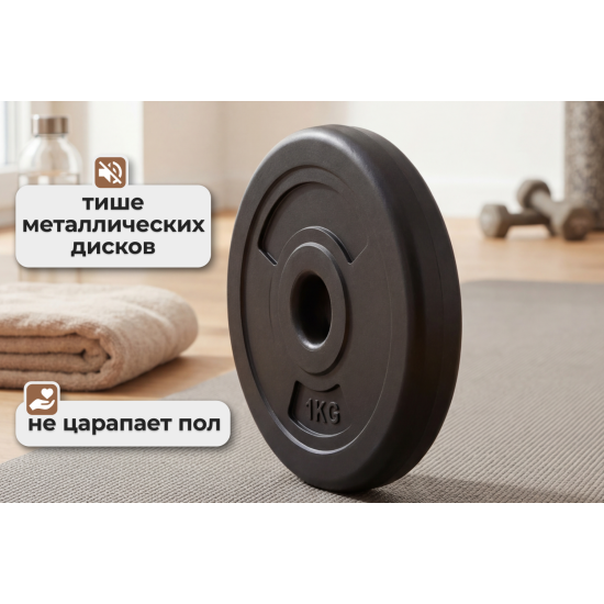 Диск 26 мм. пластиковый  1,0 кг VictoryFit VF-SPL260100
