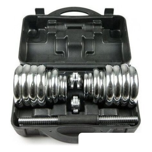 Набор гантелей с соединительным грифом  Atlas Sport хромированных в чемодане 20 кг (2x10 кг)