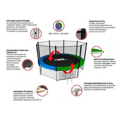 Батут Unix Line Classic 14ft Outside (синий/зеленый)
