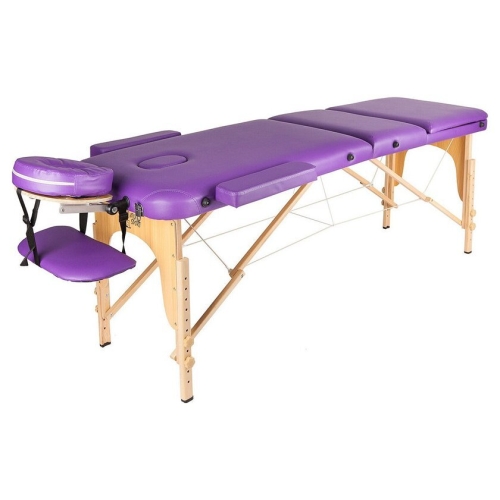 Массажный стол Atlas Sport 70 см складной 3-с деревянный (фиолетовый)