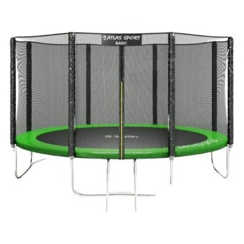 Батут Atlas Sport 374 см - 12ft Basic (с лестницей, внешняя сетка, зеленый)