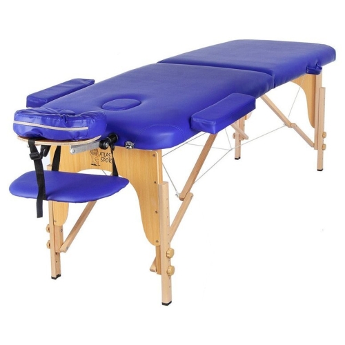 Массажный стол Atlas Sport складной 2-с деревянный 70 см (синий)