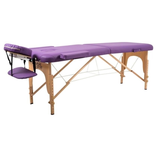 Массажный стол Atlas Sport складной 2-с деревянный 70 см (фиолетовый)