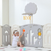 Манеж UNIX Kids Deluxe / Делюкс серый180 x 200 см, с баскетбольным кольцом и ковриком