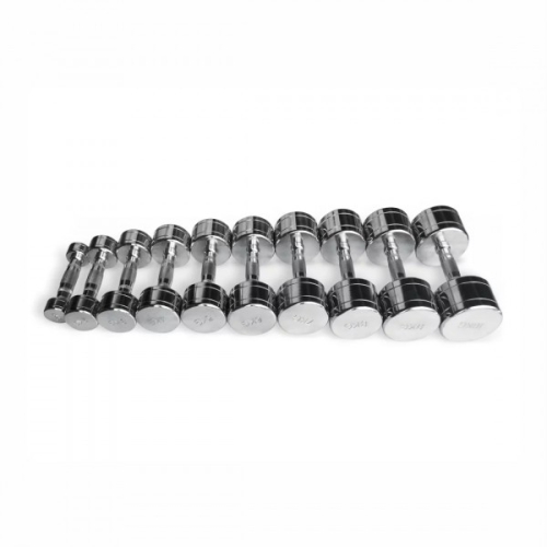 Комплект гантелей хромированных ряд от 1 до 10 кг UG1025