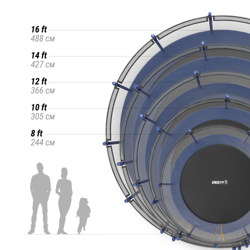 Батут UNIX Line Премиальный / Supreme Basic 10 ft (305 см) синий