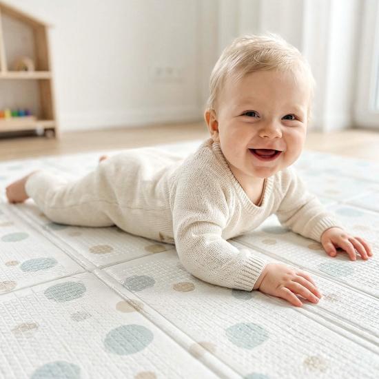 Игровой коврик складной UNIX Kids Circles / Круги 180x200 см серый