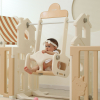 Манеж UNIX Kids DeLuxe House&Storage / Делюкс дом и стеллаж бежевый 180 x 200 см, с игровым домиком, баскетбольной стойкой, доской для рисования, качелями + мес