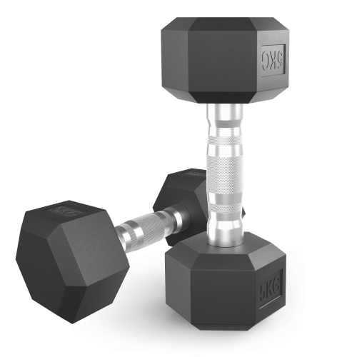 Гантель гексагональная UNIX Fit обрезиненная 5 кг, 2 шт.