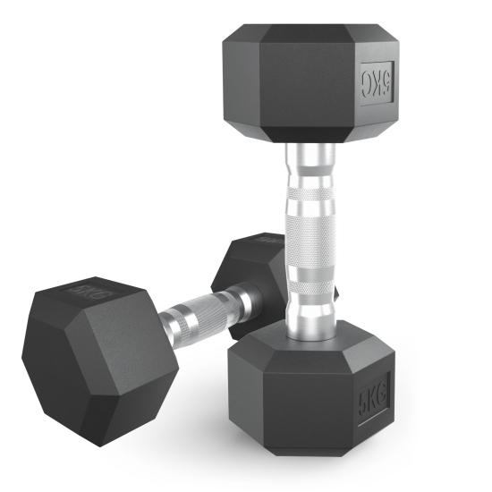Гантель гексагональная UNIX Fit обрезиненная 5 кг, 2 шт.