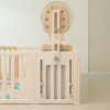Манеж UNIX Kids DeLuxe House&Storage / Делюкс дом и стеллаж бежевый 180 x 200 см, с игровым домиком, баскетбольной стойкой, доской для рисования, качелями + мес