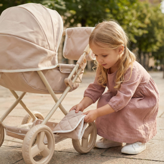 Коляска для кукол UNIX Kids Cradle Doll / с люлькой бежевый