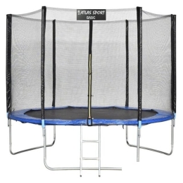 Батут Atlas Sport 252 см - 8ft Basic (с лестницей, внешняя сетка, синий) 1362411