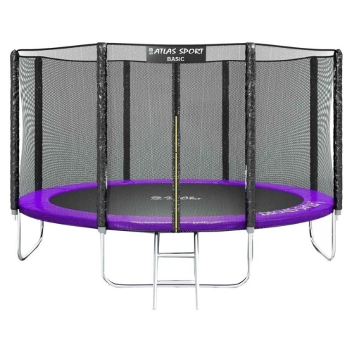 Батут Atlas Sport 435 см - 14ft Basic (с лестницей, внешняя сетка, сливовый)