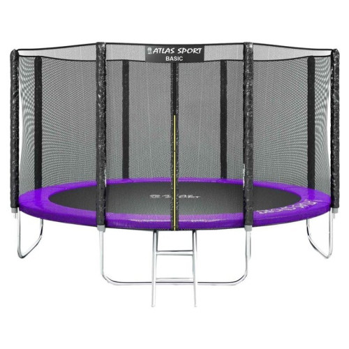 Батут Atlas Sport 435 см - 14ft Basic (с лестницей, внешняя сетка, сливовый)