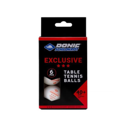 Мячики для н/тенниса DONIC EXCLUSIVE 3* 40+, 6 штук, белый
