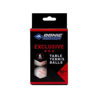 Мячики для н/тенниса DONIC EXCLUSIVE 3* 40+, 6 штук, белый