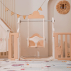 Манеж UNIX Kids DeLuxe House&Storage / Делюкс дом и стеллаж бежевый 180 x 200 см, с игровым домиком, баскетбольной стойкой, доской для рисования, качелями + мес