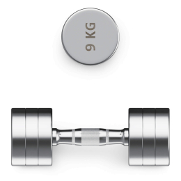 Гантель UNIX Fit PRO круглая хромированная 9 кг, 2 шт.