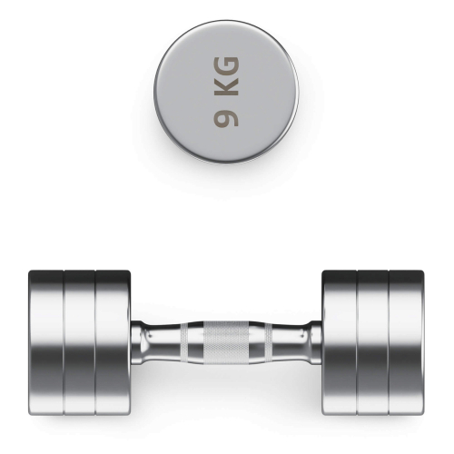 Гантель UNIX Fit PRO круглая хромированная 9 кг, 2 шт.