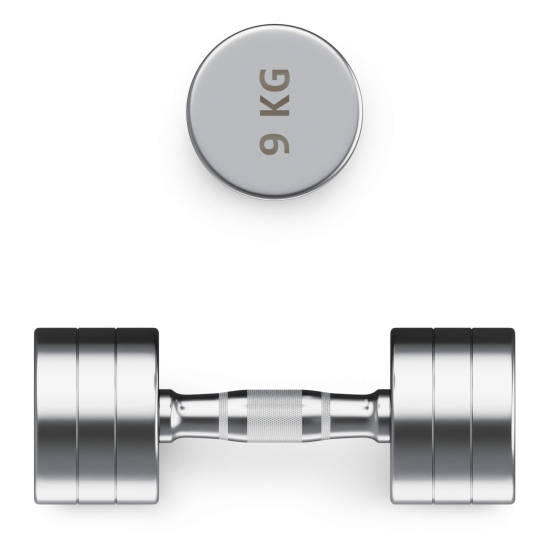 Гантель UNIX Fit PRO круглая хромированная 9 кг, 2 шт.