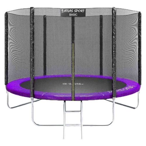Батут Atlas Sport 252 см - 8ft Basic (с лестницей, внешняя сетка, сливовый)